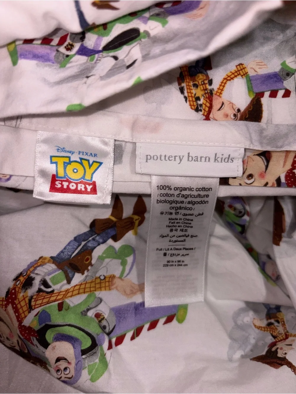 Pottery Barn Kids Toy Story Full Sheet Set Organic Cotton Excellent Condition